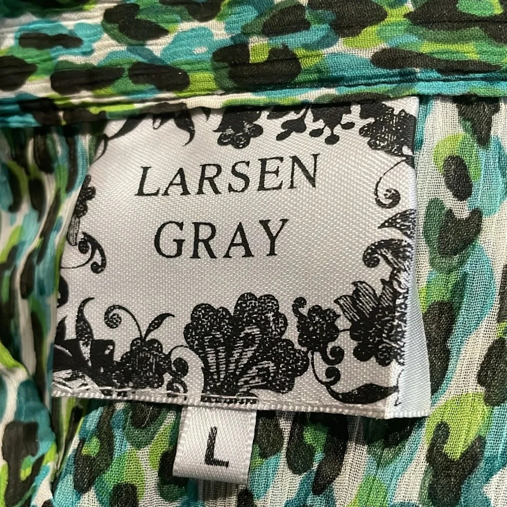Larsen Gray Semi-Sheer,‎ Button Down Blouse